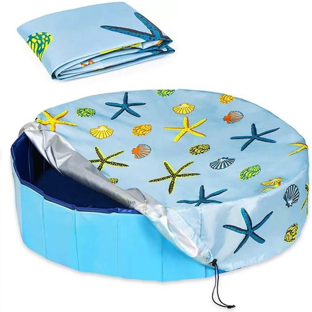 Home&Horticulture Poolabdeckung aus Polyester mit Kordelzug, Blau, Durchmesser: 160 cm, Breite: 160 cm, Tiefe: 20 cm - Bild 1