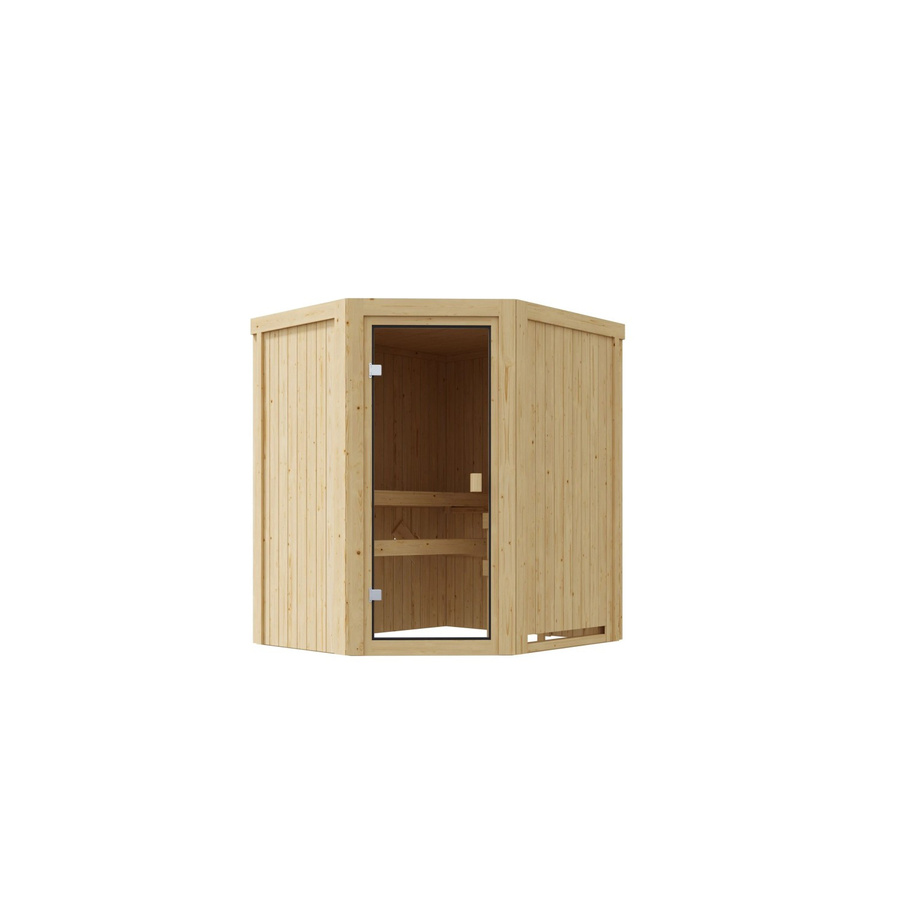 Karibu Innensauna Danika aus Fichte in Braun und Beige mit 3,6kW Saunaofen und integrierter Steuerung, B/T/H: 198,0 x 151,0 x 170,0 cm - Bild 2