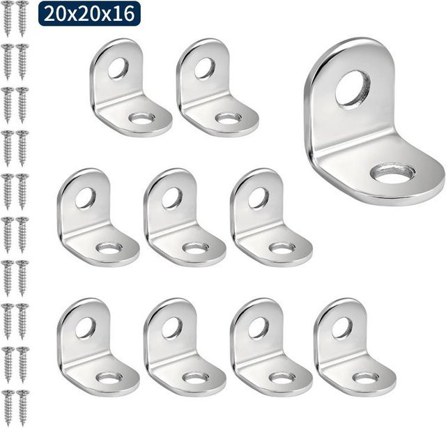Breaki L-Winkel Regalhalter aus Edelstahl in Silber, 10 Stück, B/B: 20 x 20 mm - Bild 1