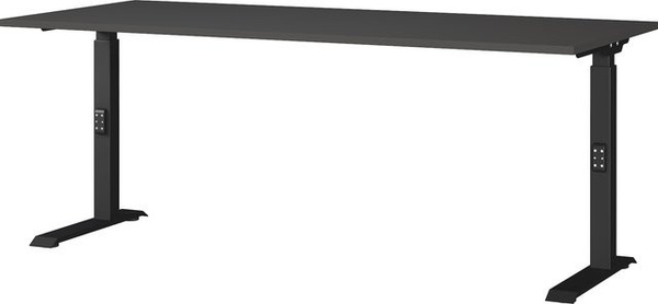 KADIMA DESIGN Schreibtisch Stuttgart höheneinstellbar Graphit B/T/H: 180 x 80 x 68-91 cm mit C-Fuß und Kurbelmechanik