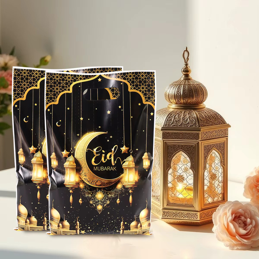 Eid Mubarak Geschenktüten aus Kunststoff in Schwarz für Süßigkeiten und Ramadan-Dekoration - Bild 6