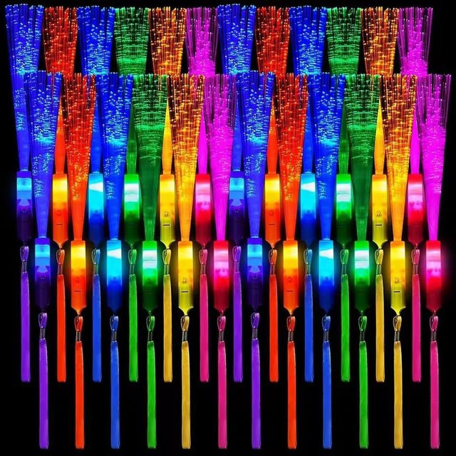 Bunte LED Glasfaser-Leuchtstäbe für Glow Party und Hochzeiten, Multicolor RGB - Bild 1