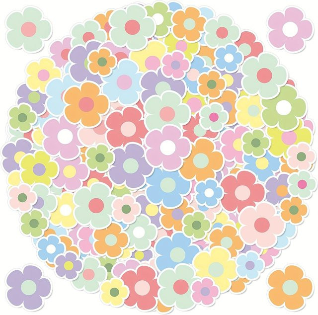 630 Stück Mini-Blumenaufkleber für Scrapbooking in Multicolour, 10 Blatt ästhetische Blumenformen aus Papier - Bild 1