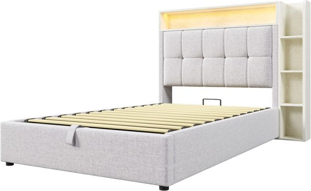 okwish Polsterbett Beige mit USB-C Ladefunktion und Unterbettbeleuchtung, B/T/H: 90 x 200 x 109,5 cm - Bild 1