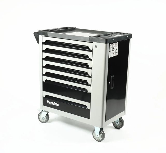 Mephisto XXL Premium Werkzeugwagen aus Edelstahl mit 7 abschließbaren Schubladen in Silber, B/T/H: 98,0 x 44,1 x 78,0 cm - Bild 1