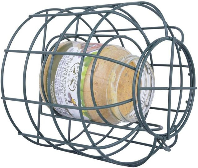 Metall Vogelfutterhaus Gestell für Erdnussbutter und Futtersilo in Grün für Wildvögel - Bild 1