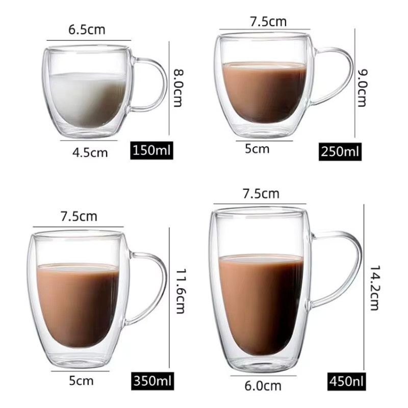 JUSTINLAU Doppelwandiger Glasbecher aus Borosilikatglas in Transparent, Hitzebeständige Kaffeetasse in Eiform mit Griff - Bild 4