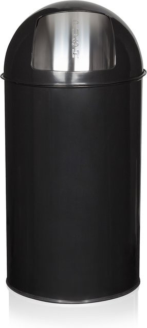 hjh OFFICE Mülleimer PUSH 50L aus Stahlblech in Schwarz mit Soft-Close-Funktion - Bild 1