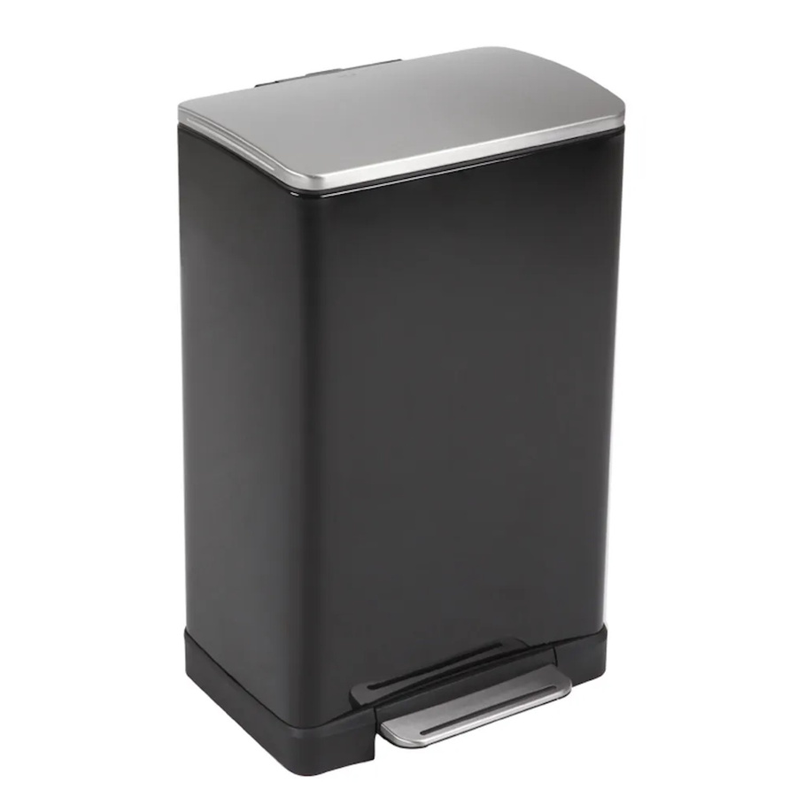 PROREGAL Treteimer Schwarz mit Edelstahldeckel und extra breitem Pedal, 40 Liter, H x B x T: 65 x 40,3 x 34,5 cm - Bild 2