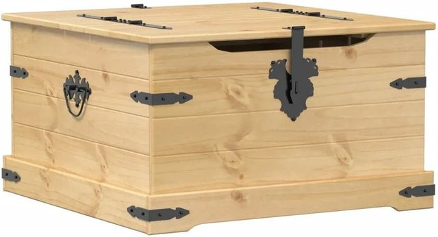 vidaXL Truhe Corona aus massivem Kiefernholz in Honigfarben, B/T/H: 78 x 78 x 45 cm - Bild 1