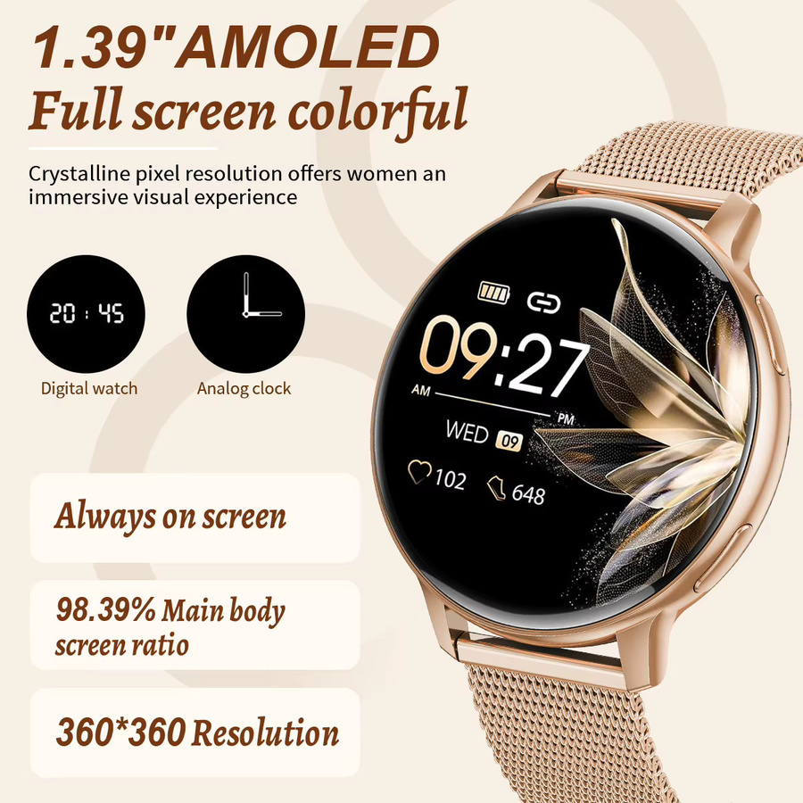 LIGE Smartwatch, Silikon, Schwarz, Roségold, Unisex - Bild 3