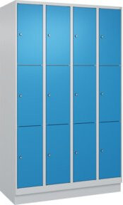 C+P Schließfachschrank Classic PLUS mit Sockel, 4 Abteile, Farbe Grau und Lichtblau, B/T/H: 120 x 50 x 195 cm - Bild 1