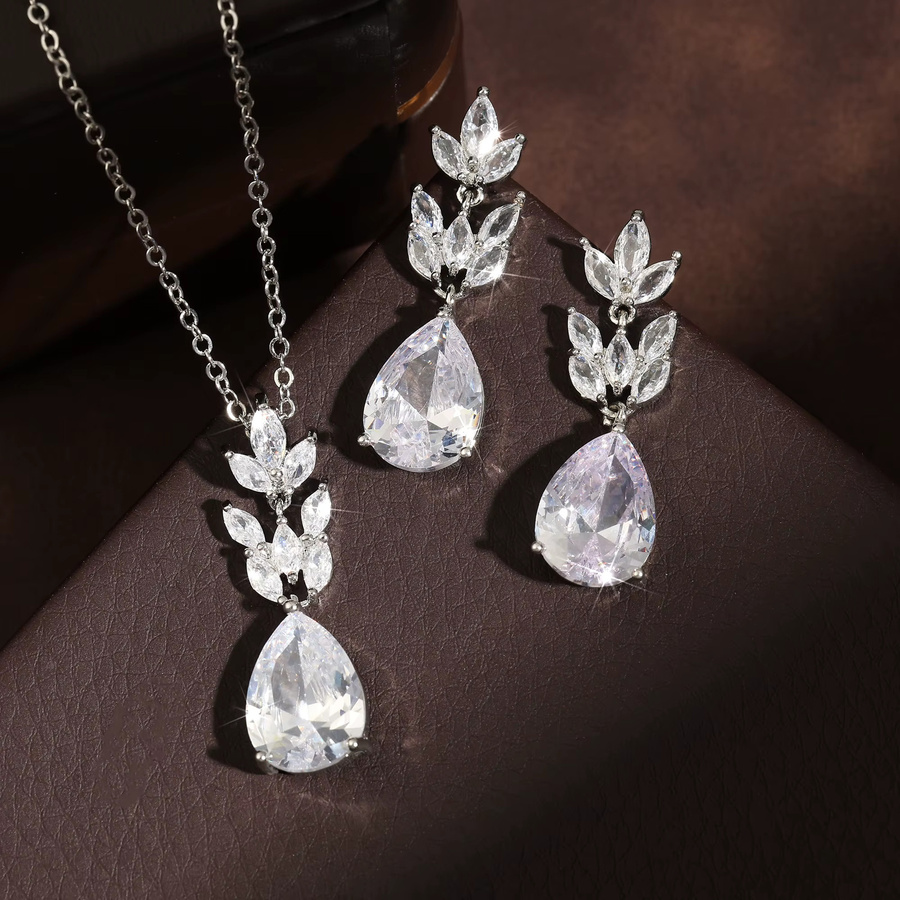 ZAKOL Schmuck-Set Halskette und Ohrringe, Silber, Zirkonia, Damen - Bild 1