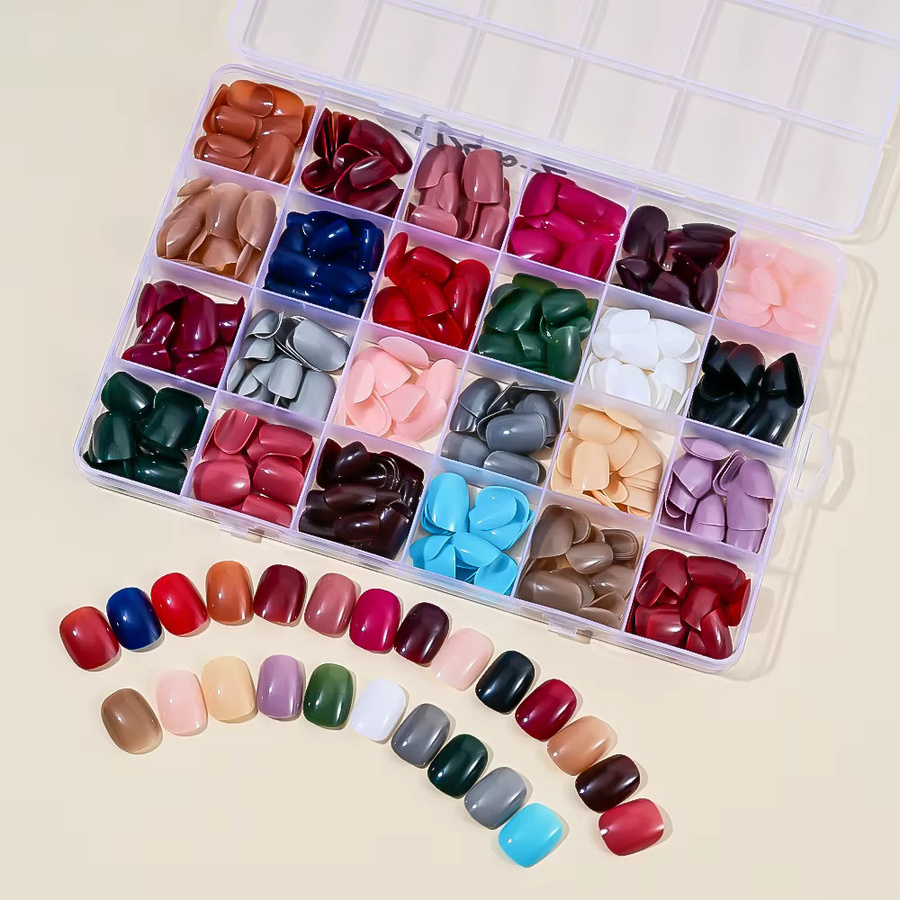 MAFANAILS Künstliche Nägel, 576 Stück, Quadratisch, 24 Farben, Glänzend - Bild 4