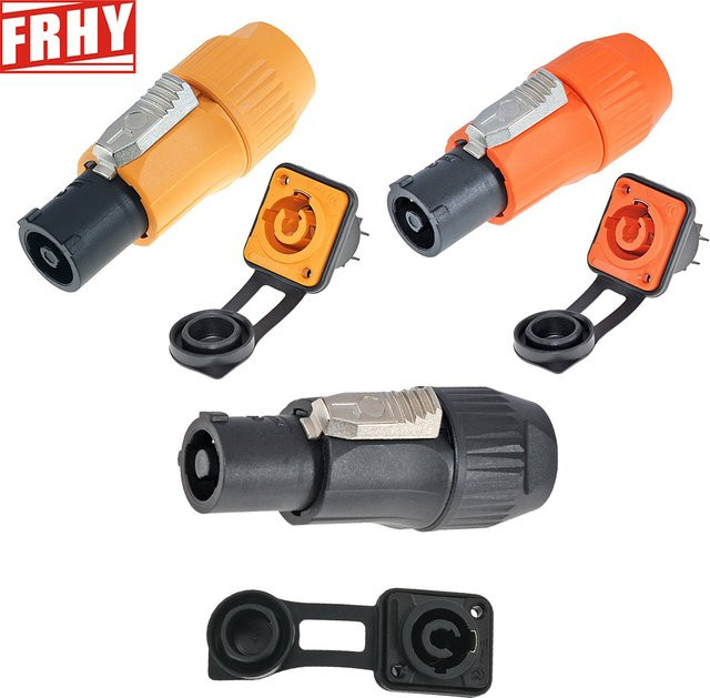 FRHY Powercon Adapter Set 3-Pin 20A 250V Stecker und Buchse für Panel Mount, IP65 Wasserdicht mit Locking-Funktion, braun - Bild 1