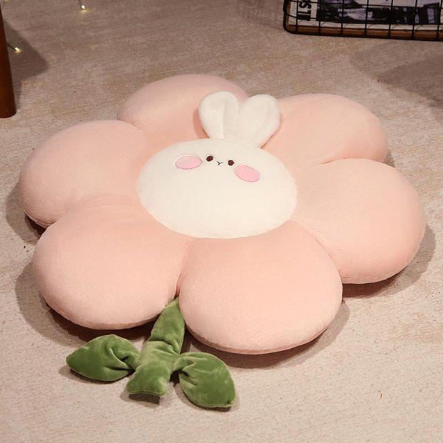 Yiran toy Cartoon Hase Plüsch Sitzkissen Blume in Pink, Durchmesser: 40 cm - Bild 1