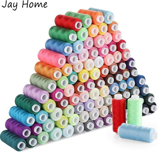 JAY HOME Nähgarn-Set mit 100 Farben in Mehrfarbig, Polyesterfäden für Stickerei, Nähen und Stricken, 250 Yards pro Spule - Bild 1