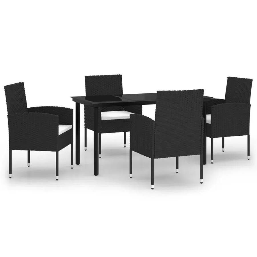 vidaXL 5-teilige Garten-Essgruppe modern in Schwarz mit Glastisch und Metallgestell - Bild 2