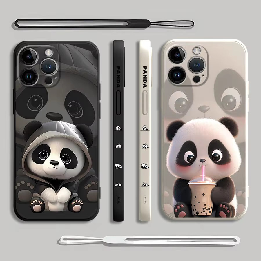 Süße Panda Silikon Handyhülle für iPhone 11 13 16 Pro 14 Pro Max 15 Plus XS Max XR SE 8 7 12 Mini weich - Bild 2