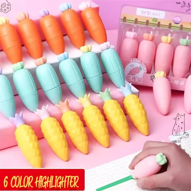 6er Set Kissbuty Fluoreszierende Highlighter in Melonenform, Mehrfarbig, Chisel-Spitze - Bild 1