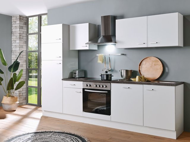 MENKE Küchenblock Classic 1 in White mit Marmoroptik und Geschirrspüler, Breite: 280 cm - Bild 1