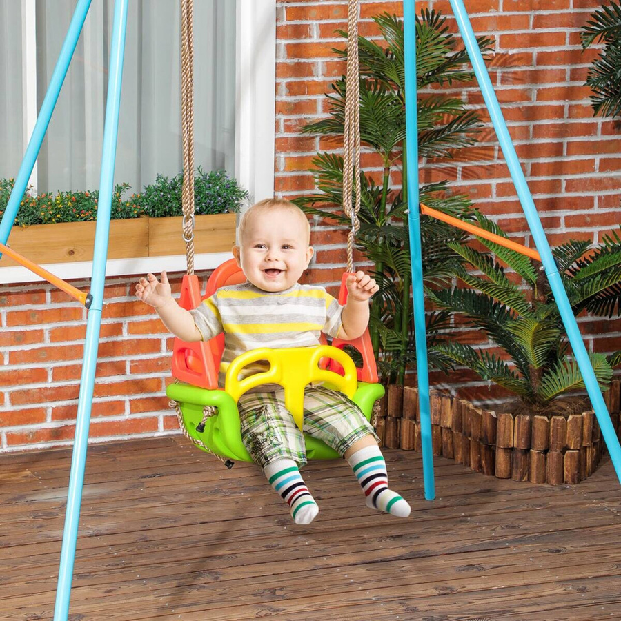 Outsunny 3-in-1 Babyschaukel mit verstellbarem Seil, Grün und Orange, B/H/T: 34 x 180 x 48 cm - Bild 4