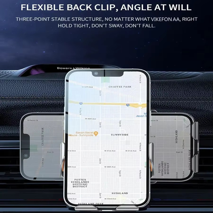 VIKEFON Magnetische Auto-Wireless-Ladegerät und Handyhalterung in Schwarz mit Infrarot-Induktion für iPhone 14, 13, 12 und Samsung zum schnellen Aufladen - Bild 4