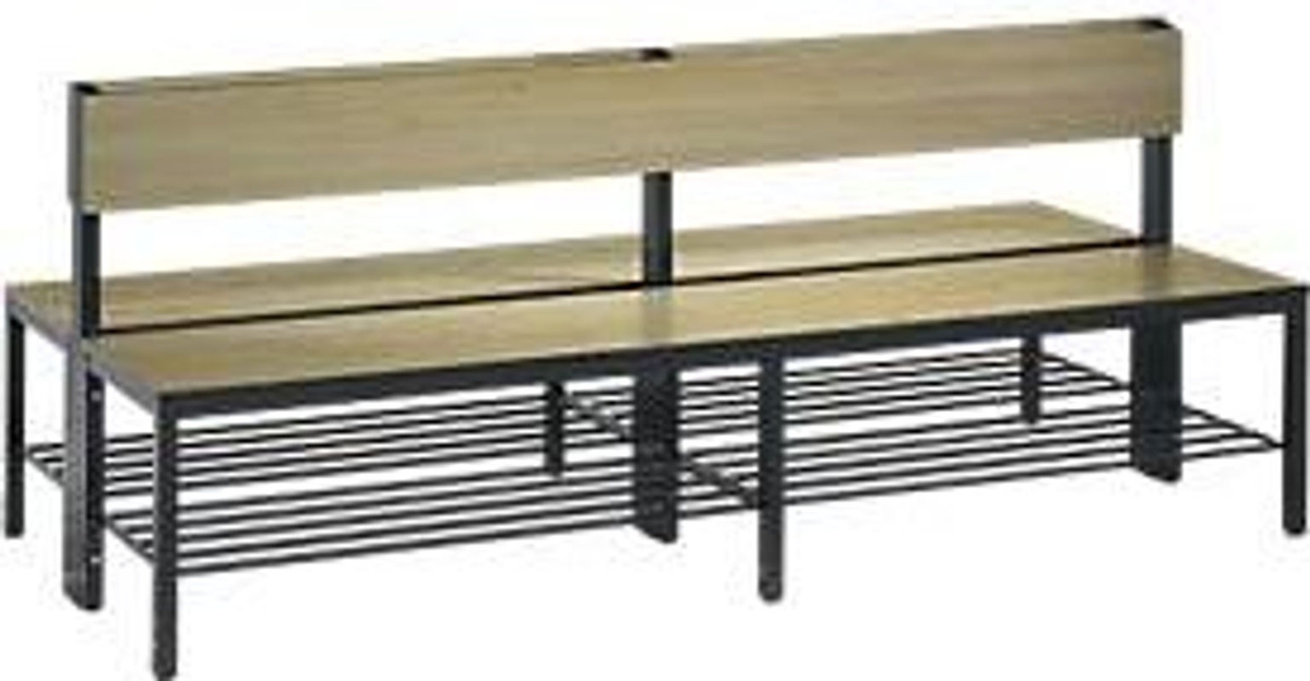 C+P Sitzbank Basic Plus doppelseitig mit Rückenlehne und Schuhrost, Dekor Eiche Sereno, Gestell Schwarzgrau, H: 79,6 cm, B: 196,0 cm, T: 76,0 cm - Bild 2