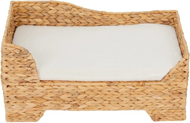 Teamson Pets Hochliege aus Rattan für Katzen und kleine Hunde in Beige und Weiß mit abnehmbarem Bezug - Bild 1