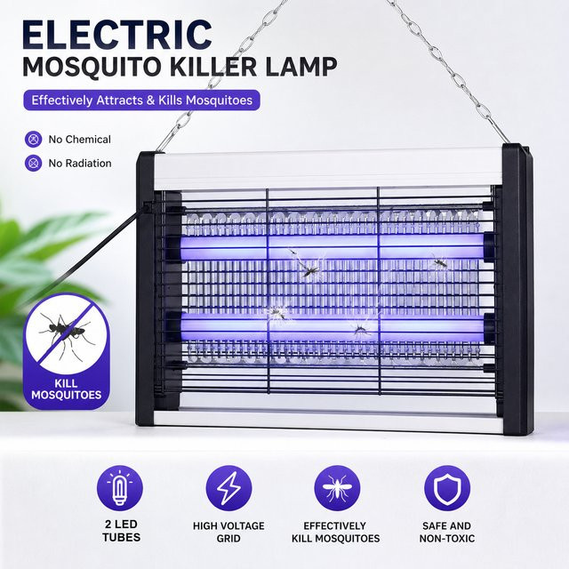 JOYINLED Elektrische Mückenvernichtungslampe mit 2 LED-Röhren als tragbarer Insektenfänger für Terrasse, Garten und Camping - Bild 1