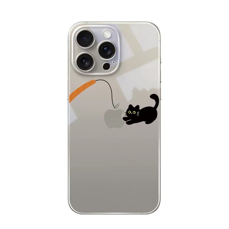 Remazy Handyhülle mit lustigem Cartoon-Katzen-Design in Schwarz und Transparent für iPhone 11 bis iPhone 17 Pro Max, stoßfeste transparente Abdeckung - Bild 2