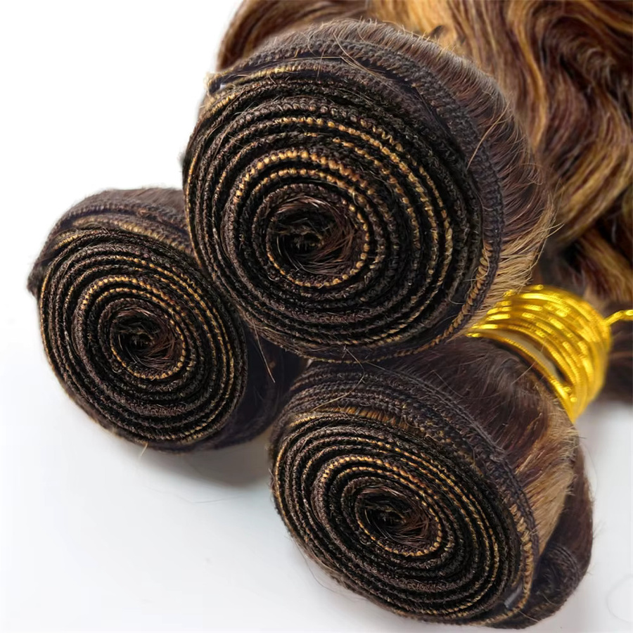 Happy Monday Brasilianische Körper Welle Ombre Blonde Tissage Bundle, 13x4 Frontal, P4/27 - Bild 5