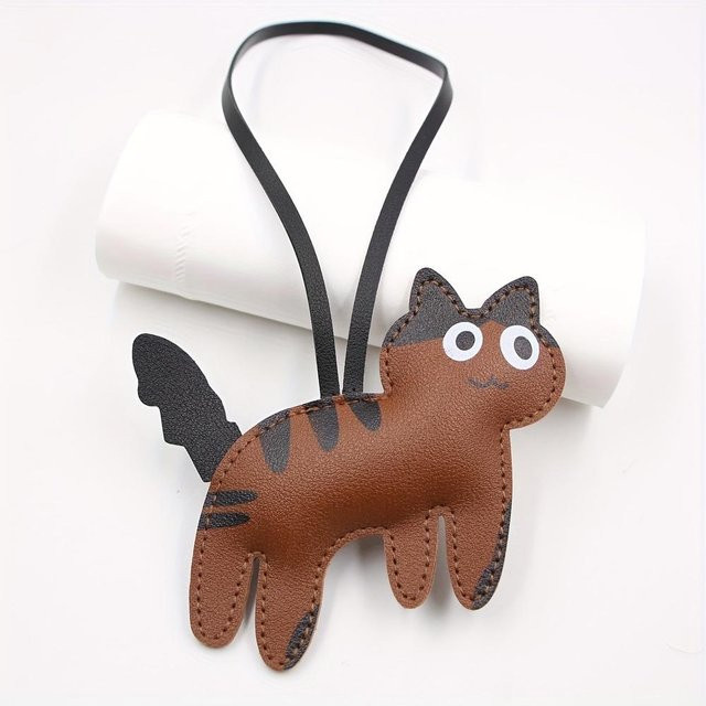 Schlüsselanhänger PU Leder, Katze, gray, Unisex - Bild 1