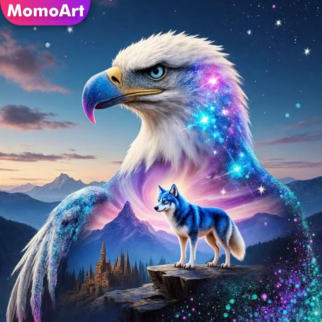 Momoart 5D DIY Diamantmalerei Adler Tier, Diamant-Mosaik Bastelset - Bild 1