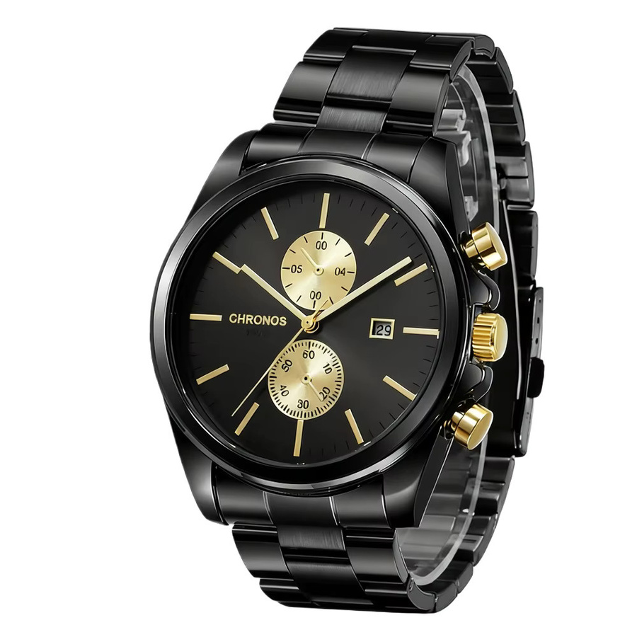 Chronos Armbanduhr Edelstahl, Quarz, Schwarz, Herren - Bild 3