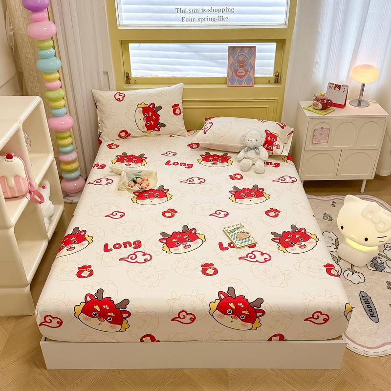 Bonenjoy Spannbettlaken aus 100% Baumwolle mit Cartoon-Tier-Motiv, Rot, B/T/H: 90 x 200 x 25 cm - Bild 4