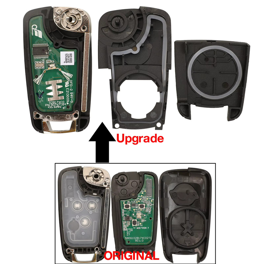 Jingyuqin Klappgehäuse für Autoschlüssel in Schwarz für Chevrolet Cavalier Aveo 2020 und Opel Fob HU100 Blade mit 2 oder 3 Tasten - Bild 5