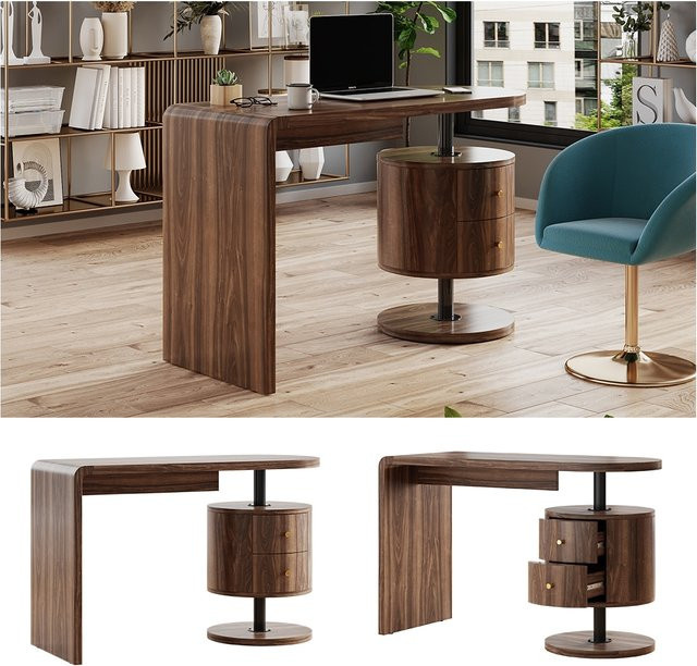 Vicco Schreibtisch Lara in Eiche rustikal mit 2 Schubladen, Breite: 120 cm, Tiefe: 50 cm - Bild 1