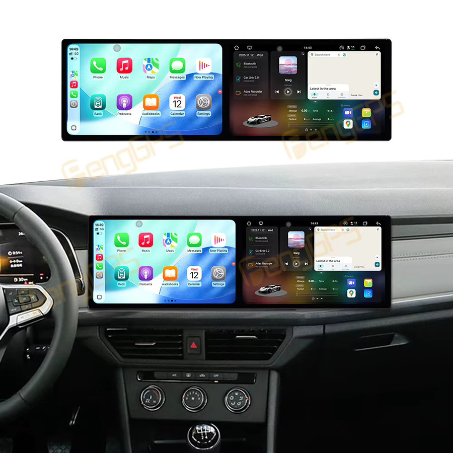 Aotsr Dual Screen Android 15 Auto Radio mit CarPlay und DSP für Volkswagen Bora 2023-2025, 10,1 Zoll Touchscreen, Schwarz - Bild 3