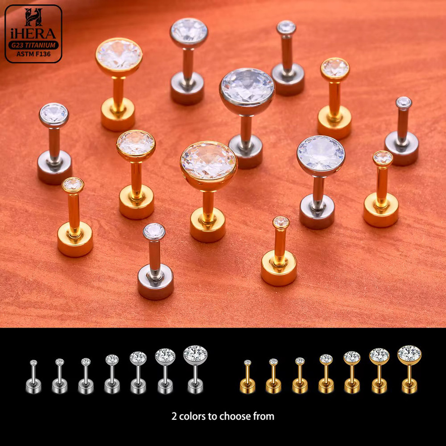 Piercing Schraub-Labret-Set Titan, Unisex - Bild 3