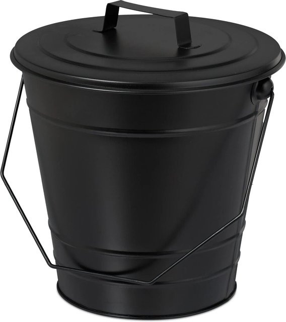 Relaxdays Ascheeimer aus Eisen mit Deckel in Schwarz, B/T/H: 29,5 x 30 x 28 cm - Bild 1