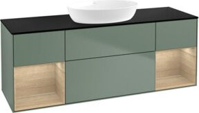 V&B Waschtischunterschrank Finion in Olive mit Eichenregal, Breite: 160 cm, Tiefe: 50,1 cm, Höhe: 50,1 cm - Bild 1
