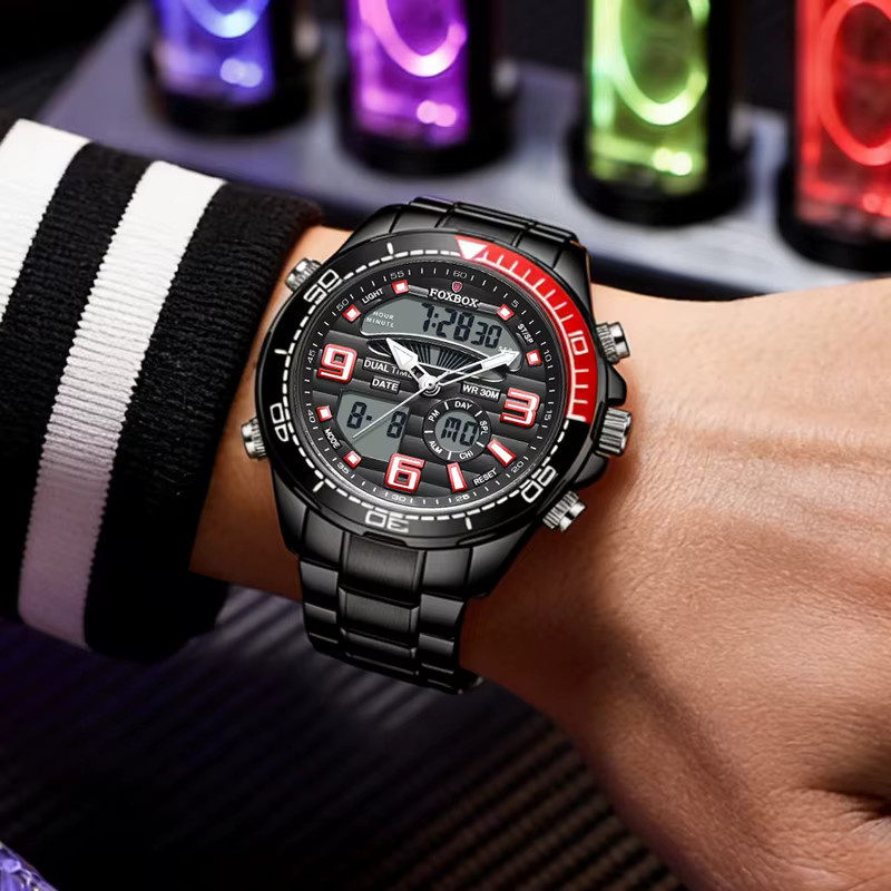 LIGE Armbanduhr, Quarz, Edelstahl, Schwarz, Herren - Bild 5