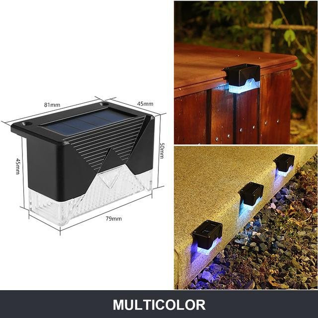 SHIJIN Light 16er Set Solar-LED-Außenleuchten in Schwarz mit buntem RGB-Licht, wasserdichte Solar-Treppenleuchten für Garten und Weg - Bild 1