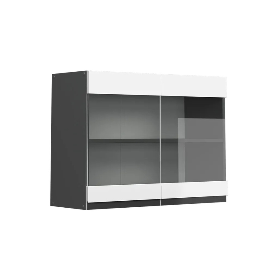 Vicco Küchenglasschrank R-Line Glashängeschrank Weiß/Anthrazit mit Glastüren, B/T/H: 80 x 31 x 60 cm - Bild 2