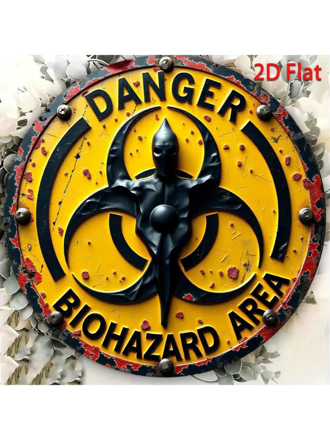 CIFBUY Vintage Biohazard-Symbol Aluminiumschild Gelb Rund Wanddekoration aus Metall - Bild 7