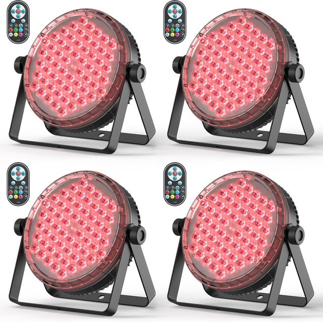 U'King 4er Set RGBW LED Par Licht 120W mit 60 LEDs, Flache Bühnenbeleuchtung mit DMX und Fernbedienung, Schwarz, Multicolour Effekt für DJ, Party, Hochzeit und Disco - Bild 1