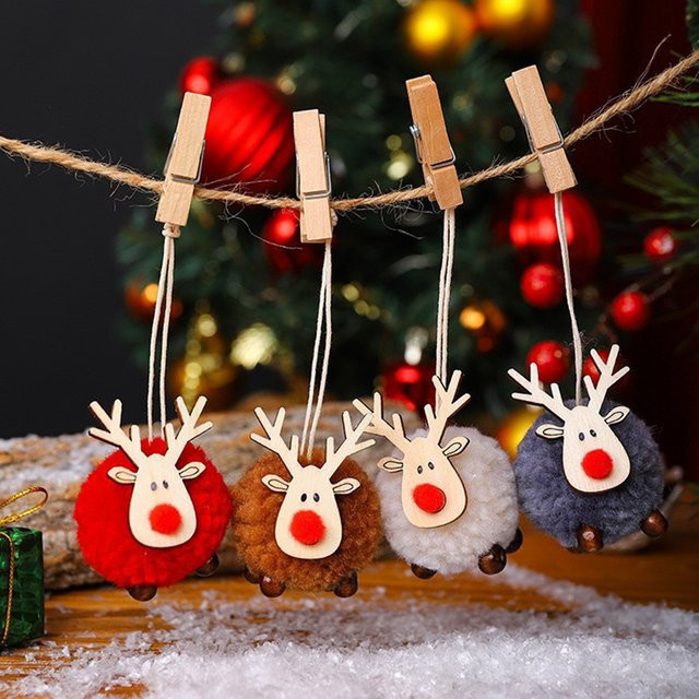 Filz Elch als Weihnachtsbaum Anhänger in Mehrfarbig für Weihnachtsdekoration und Bastelarbeiten - Bild 1