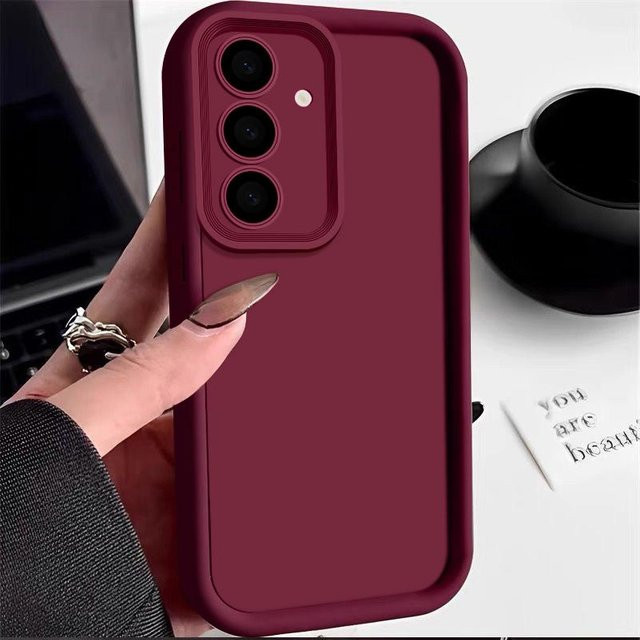 Einfarbige Handyhülle für Samsung Galaxy S25 S24 FE S23 Ultra S22 Plus S21 und A-Serie in Rot - Bild 1