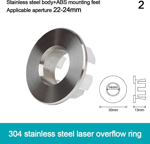 xiaoyuMY Überlauf-Ring aus Edelstahl in Silber zur Abdeckung des Waschbecken-Lochs für Küche und Bad - Bild 1